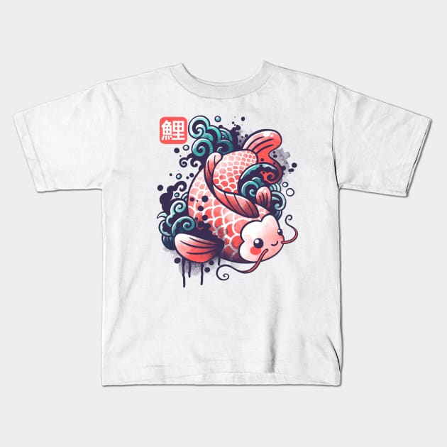 koi carp fish watercolor Kids T-Shirt by NemiMakeit